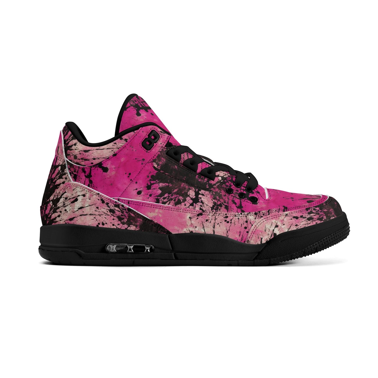 Pink Burst Womens High Top Retro Leather Basketball Sneakers