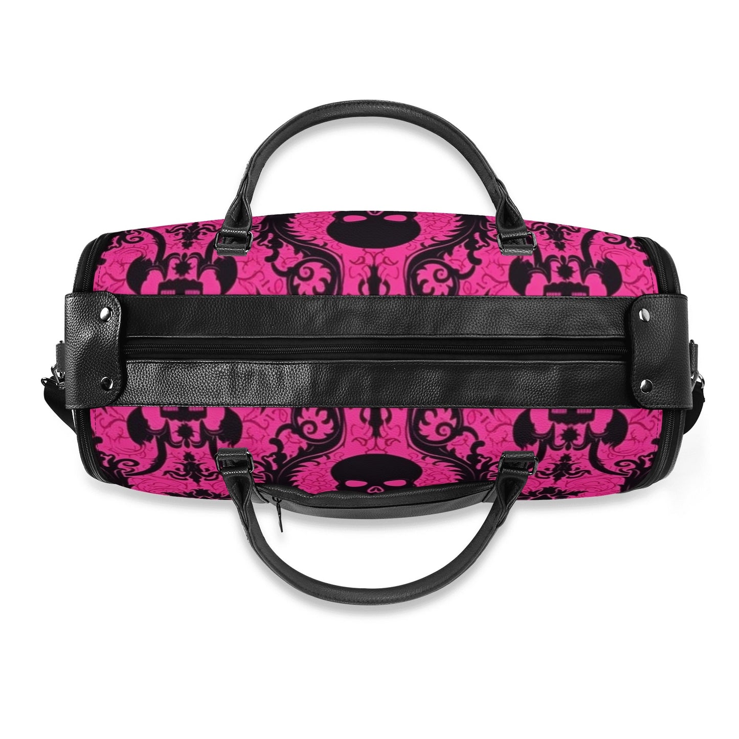 Gothic Skull Pink Foldable Leather Duffle Bag