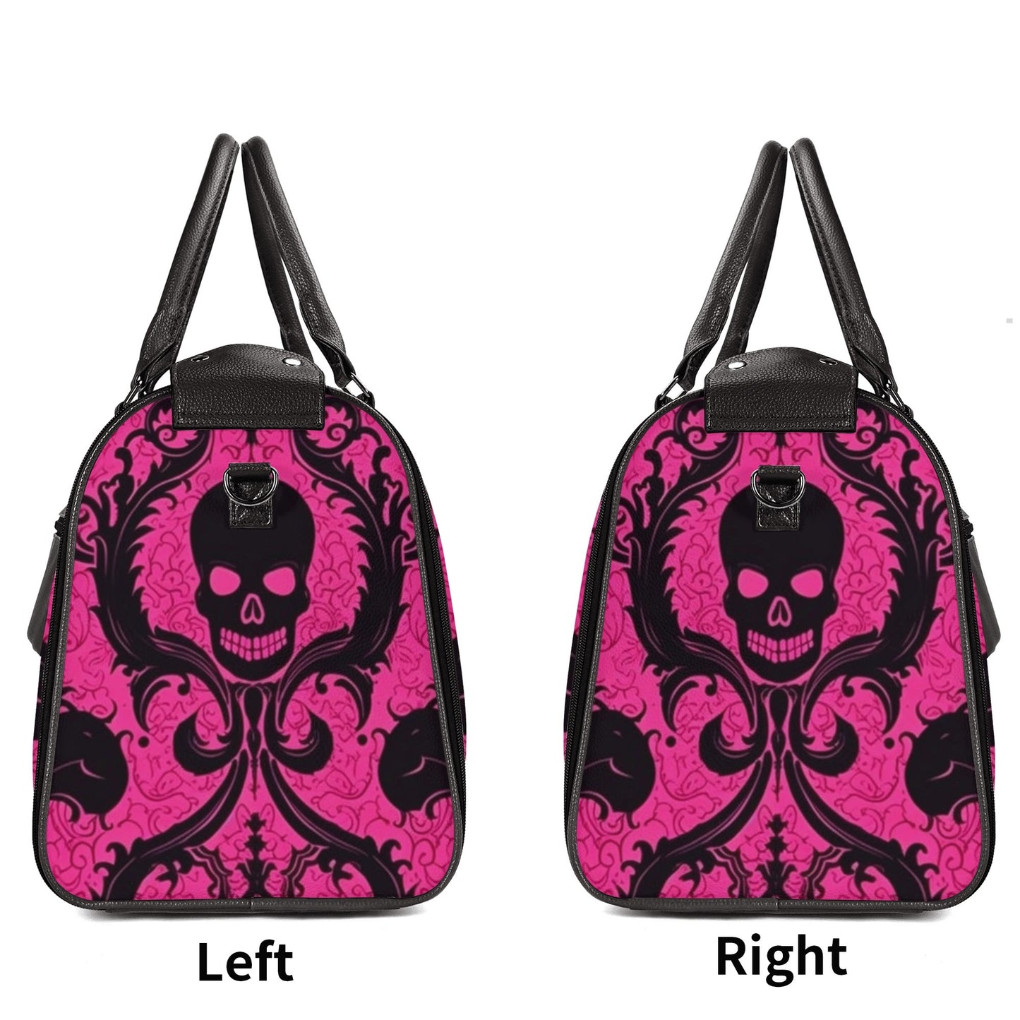 Gothic Skull Pink Foldable Leather Duffle Bag