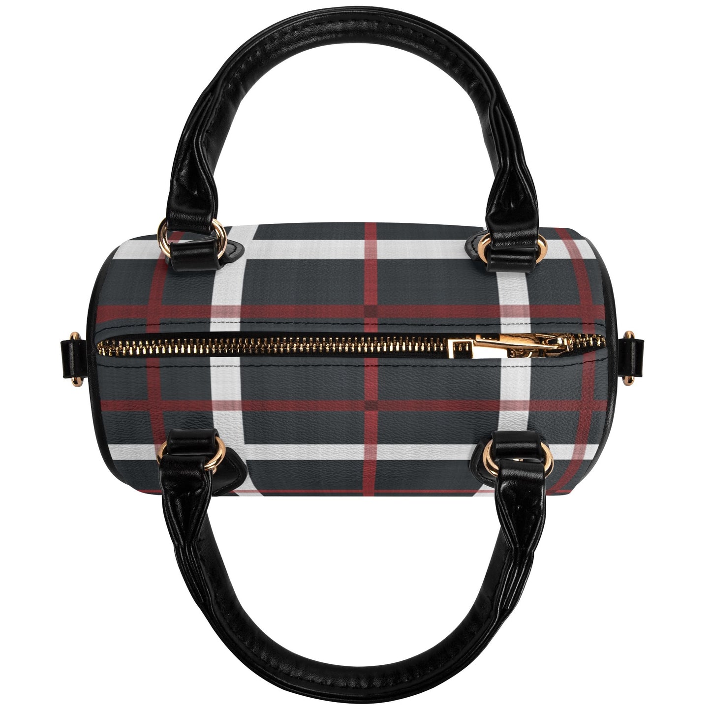 Red, White, And Black Design Leather Mini Boston Handbag