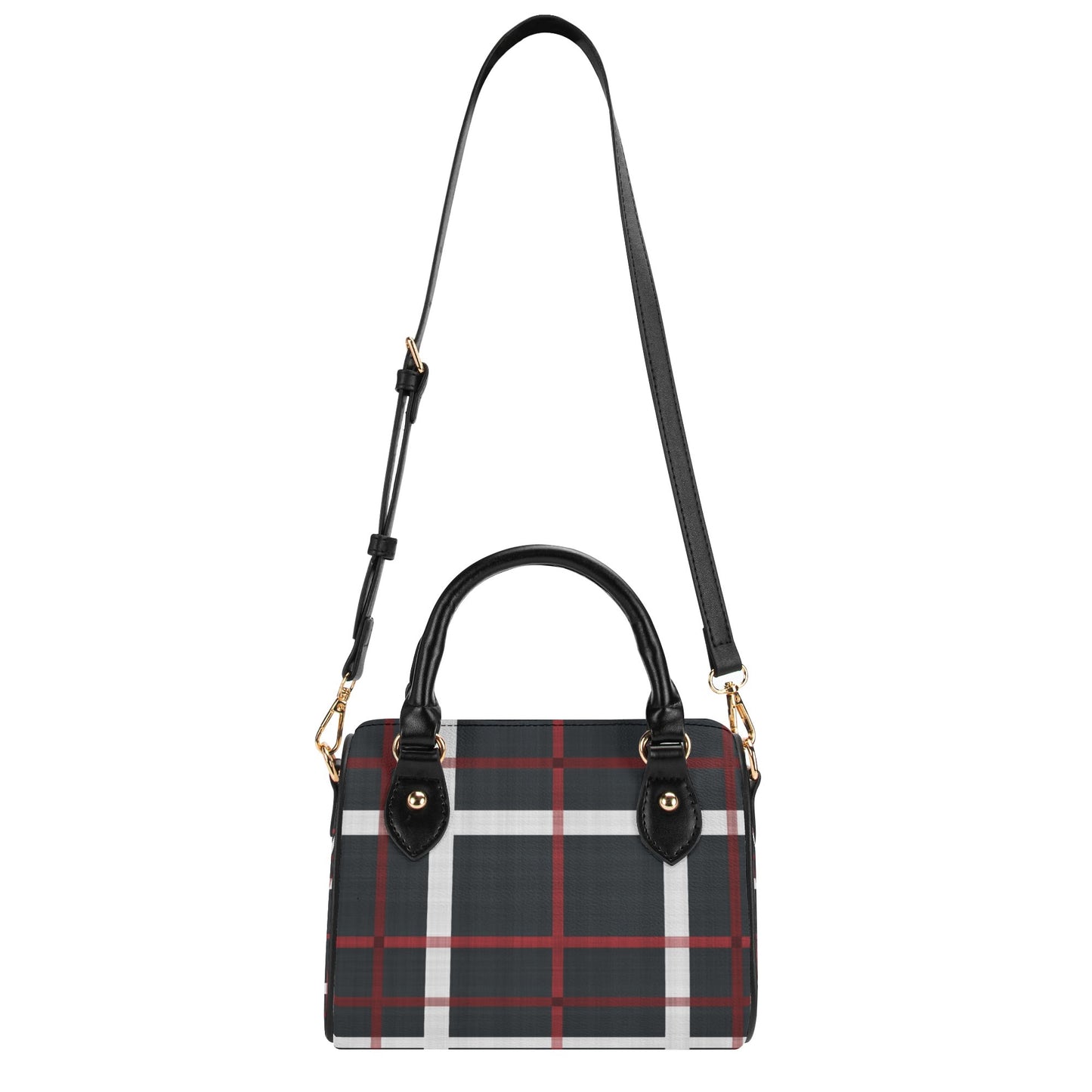 Red, White, And Black Design Leather Mini Boston Handbag