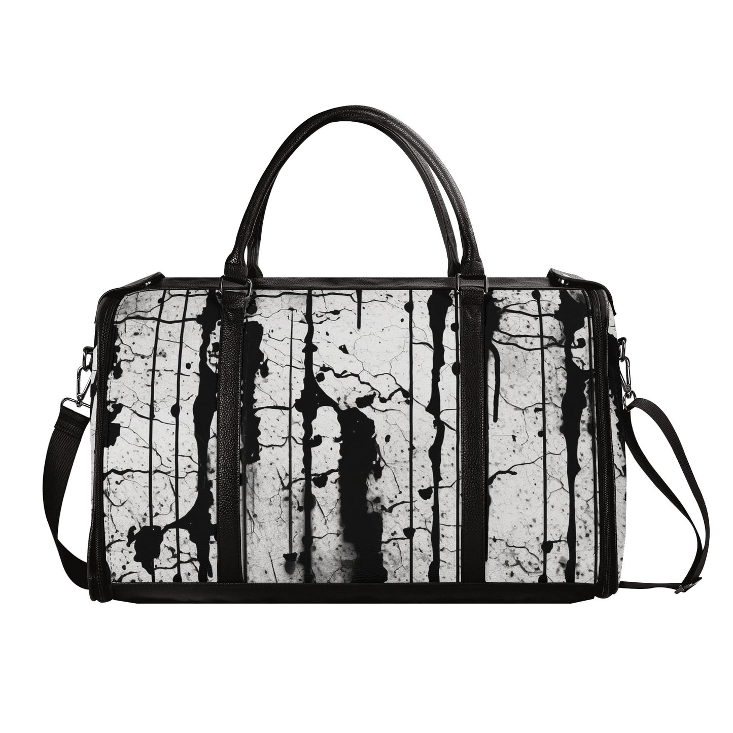 Broken Gothic Design Foldable Leather Duffle Bag