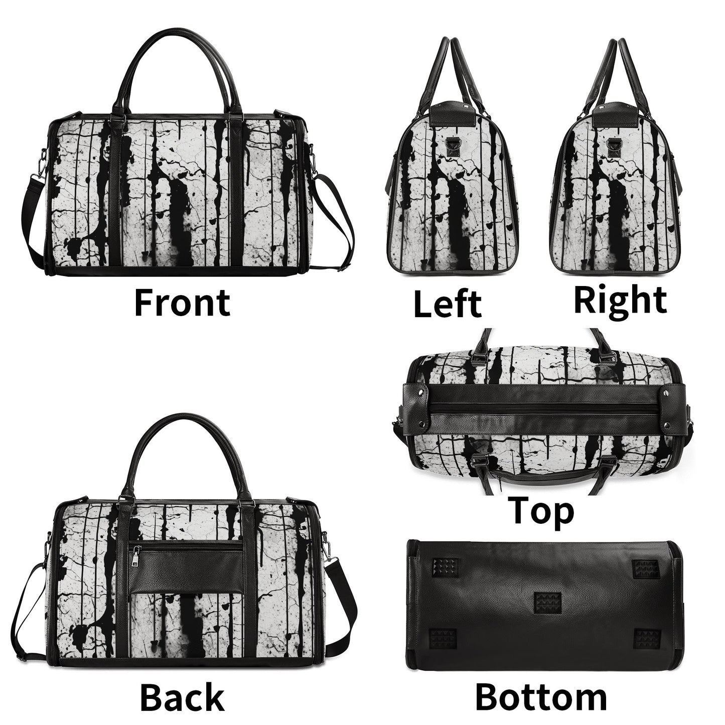 Broken Gothic Design Foldable Leather Duffle Bag