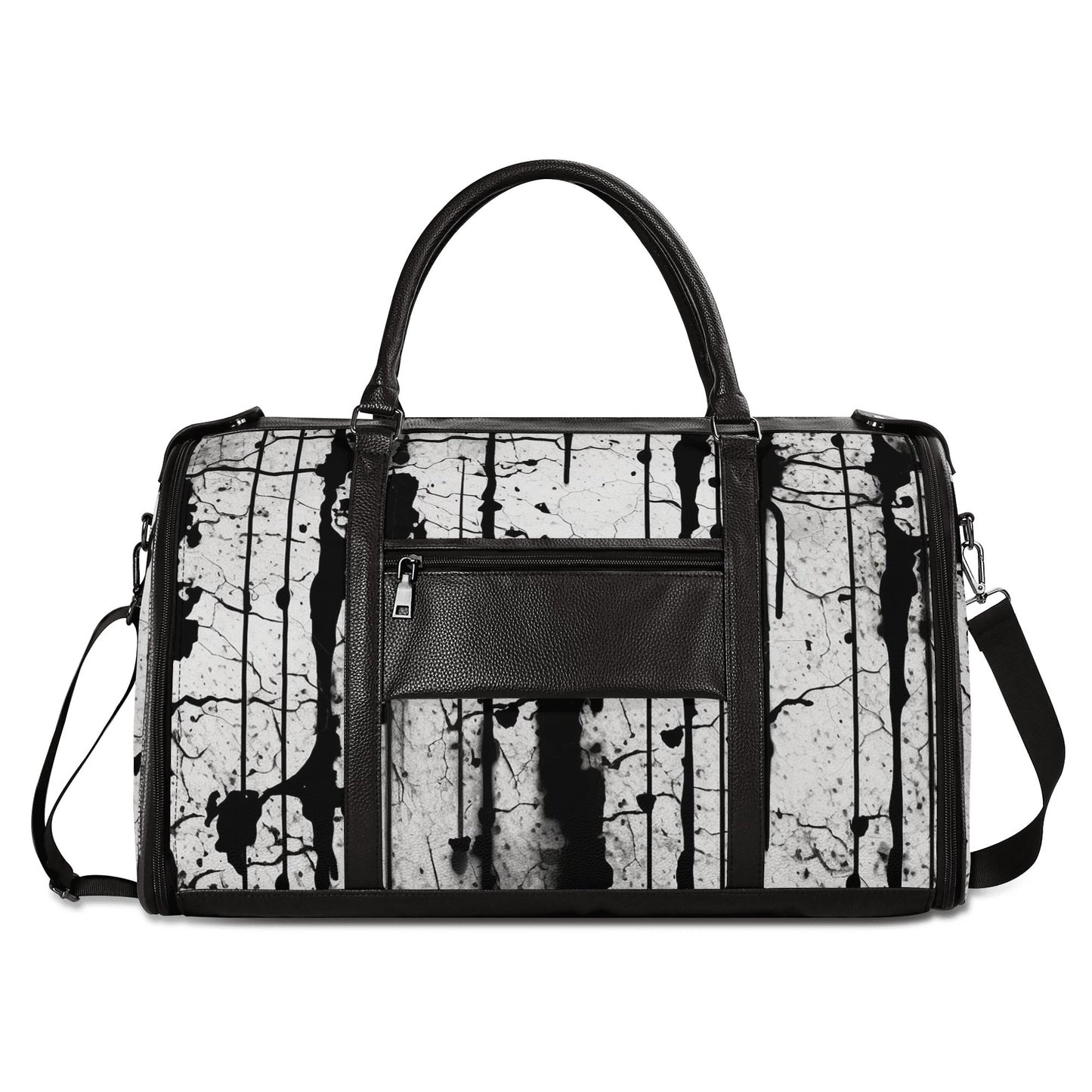 Broken Gothic Design Foldable Leather Duffle Bag