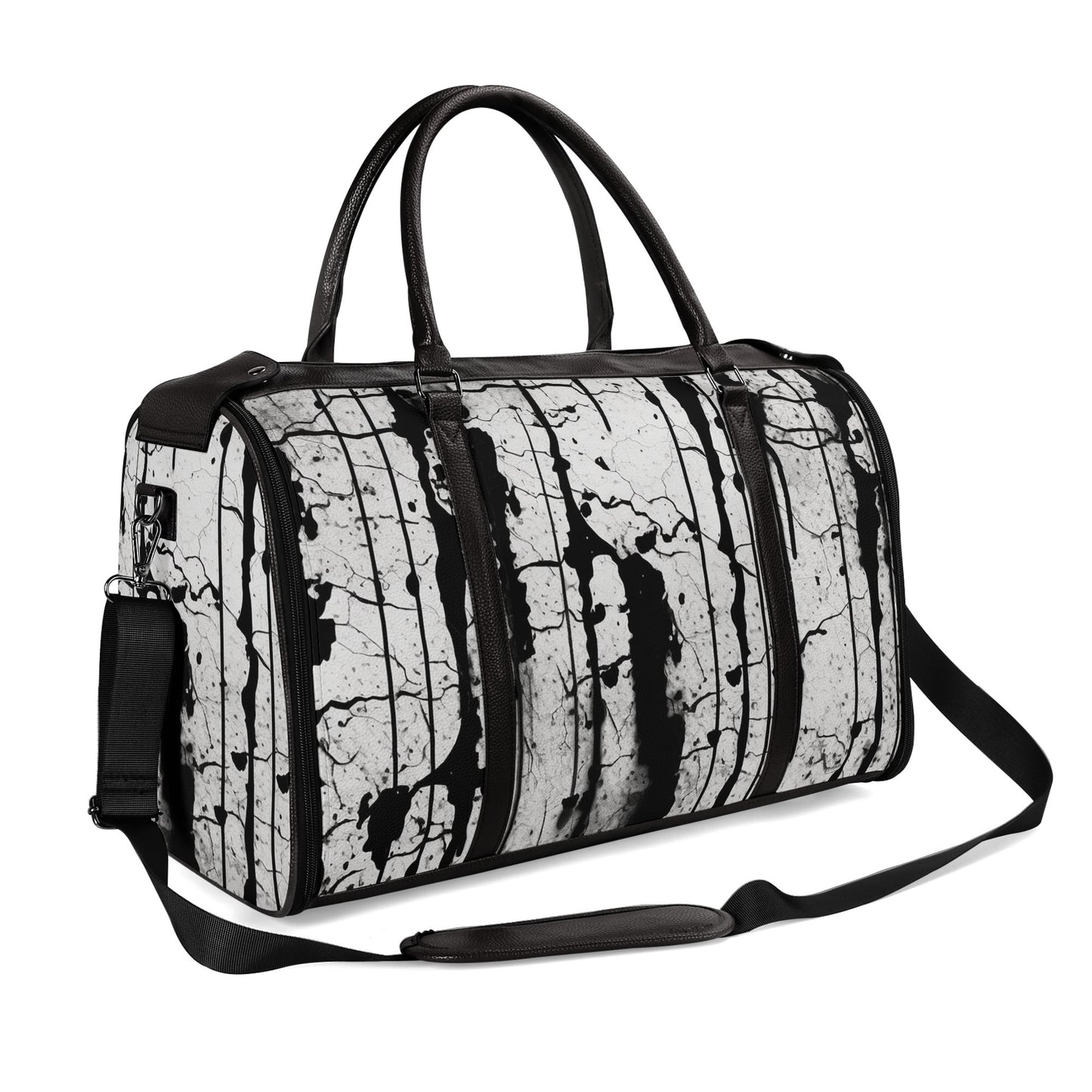 Broken Gothic Design Foldable Leather Duffle Bag