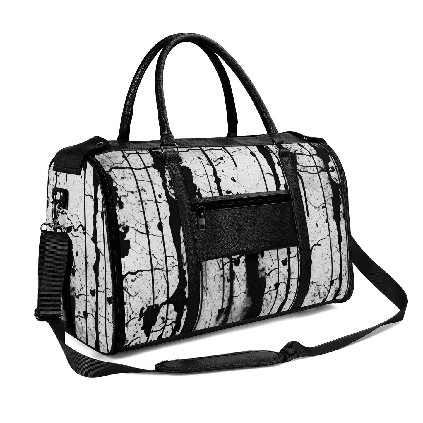 Broken Gothic Design Foldable Leather Duffle Bag