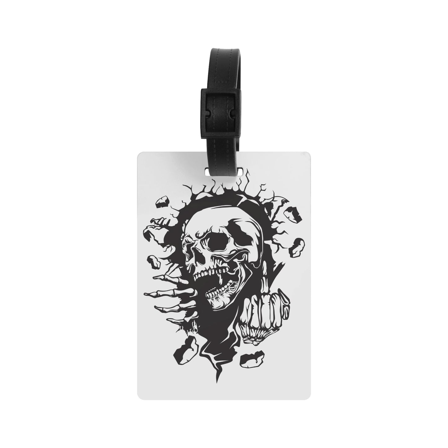 Skull Middle Finger Wooden Luggage Tag