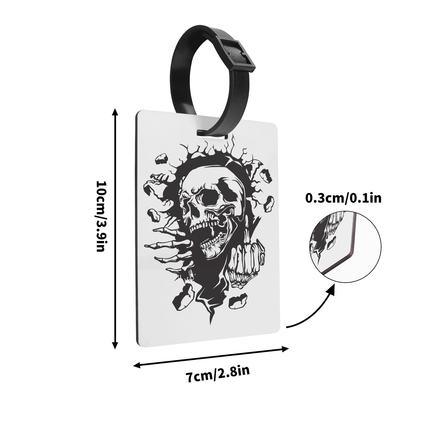 Skull Middle Finger Wooden Luggage Tag