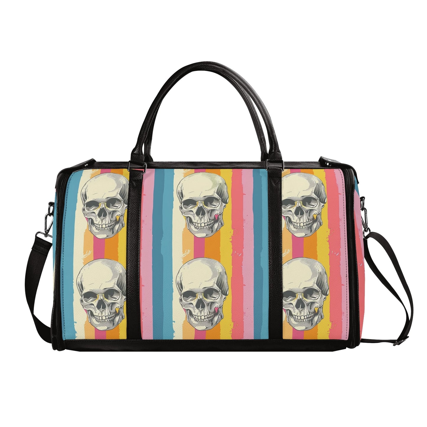 Retro Design Skull Foldable Leather Duffle Bag