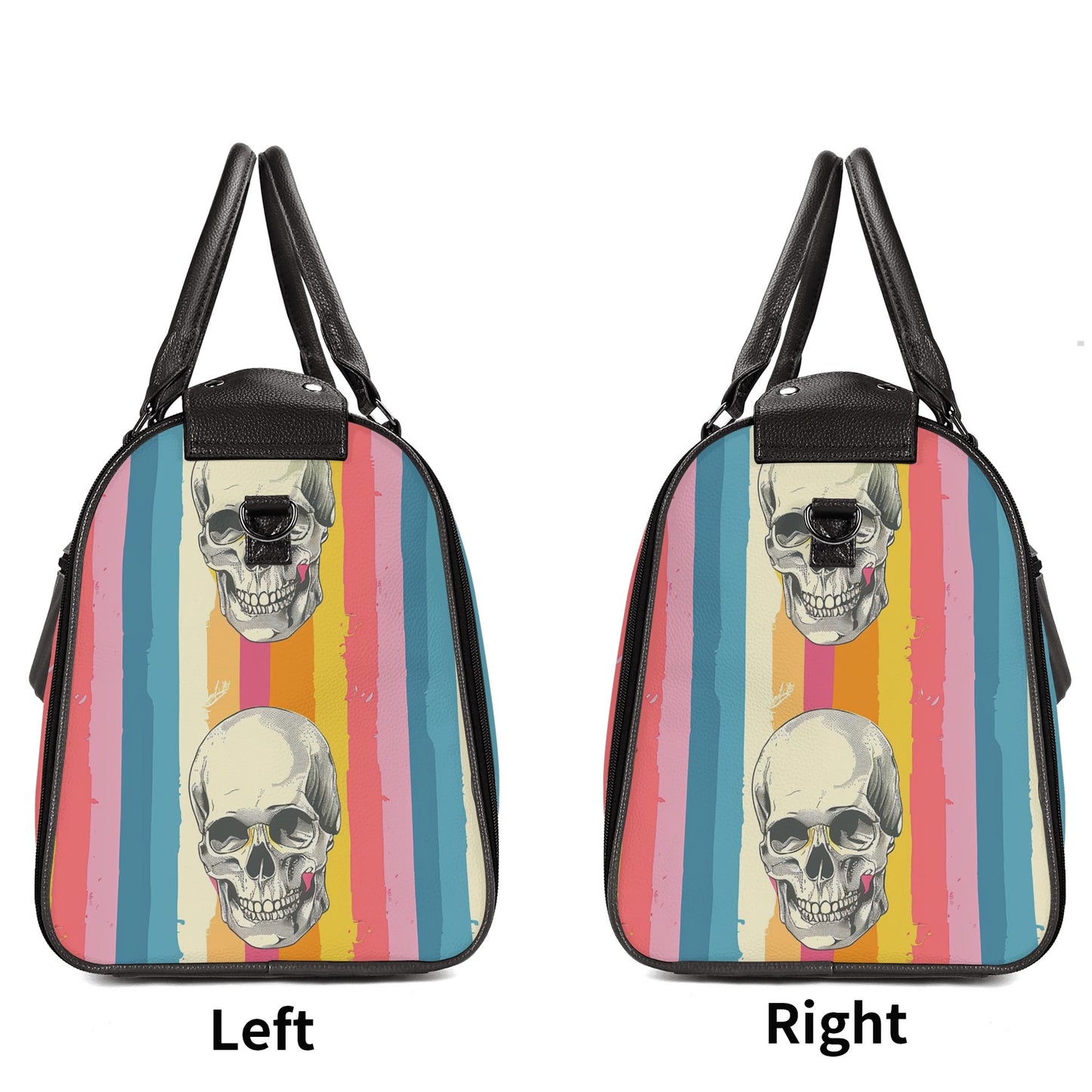 Retro Design Skull Foldable Leather Duffle Bag