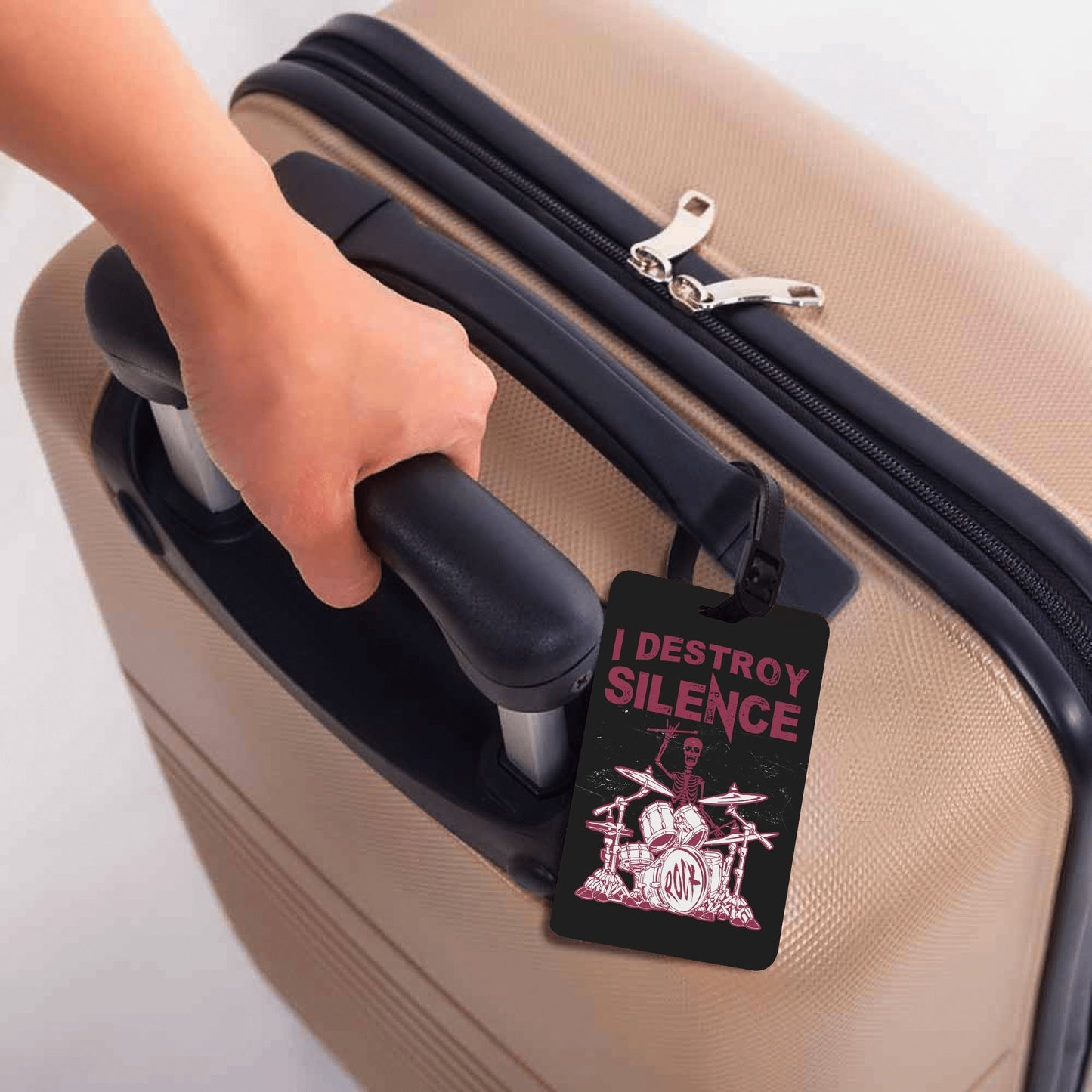 I Destroy Silence Wooden Luggage Tag