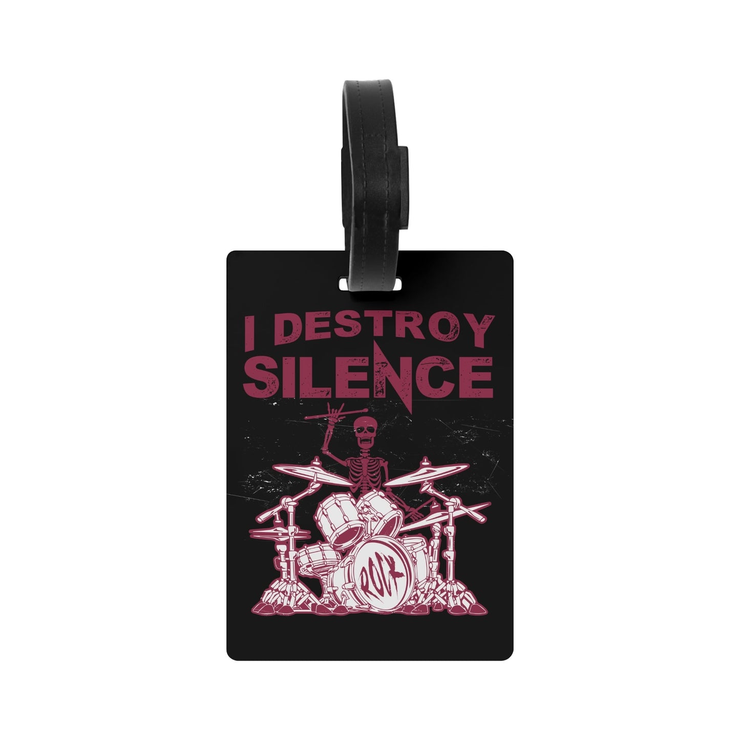 I Destroy Silence Wooden Luggage Tag