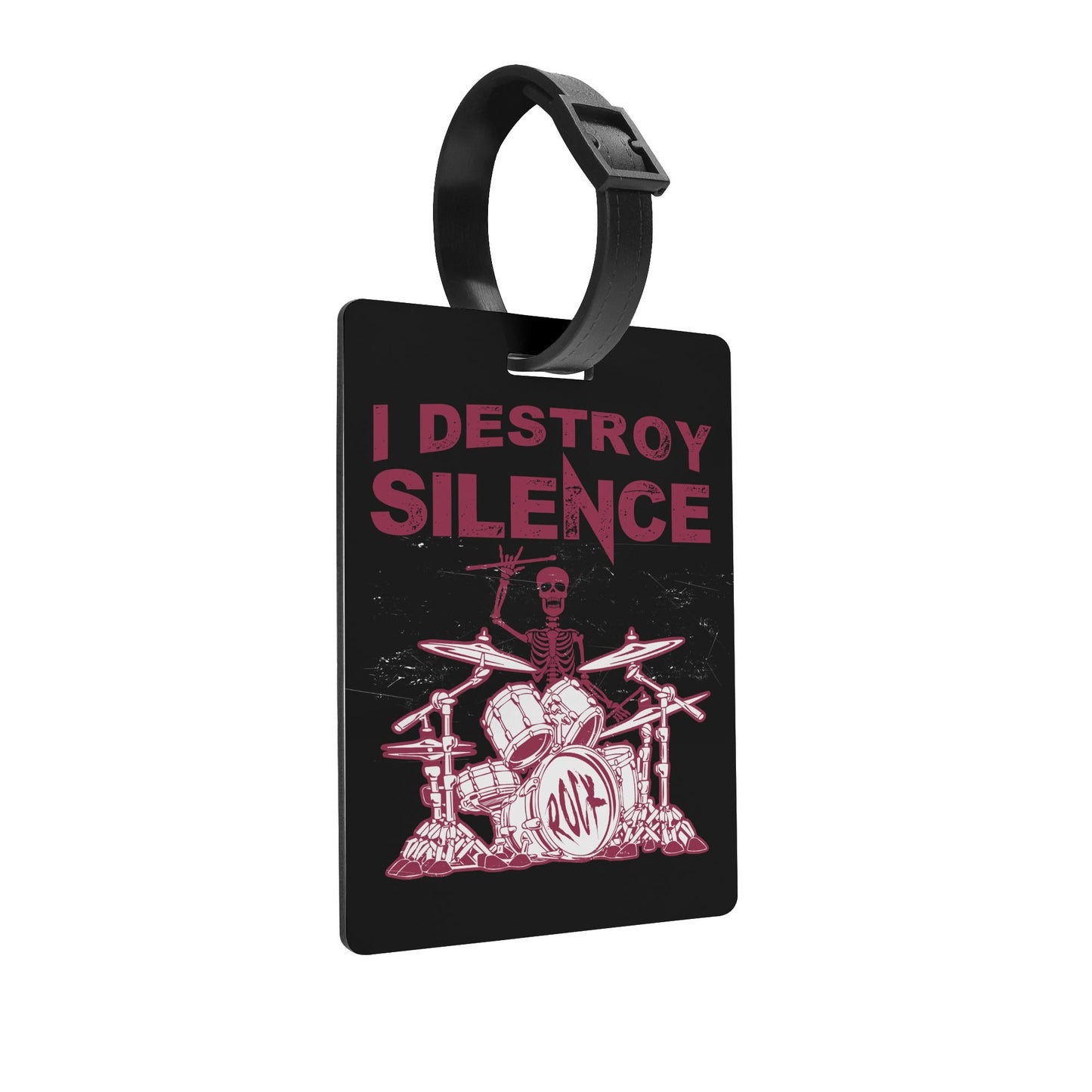 I Destroy Silence Wooden Luggage Tag