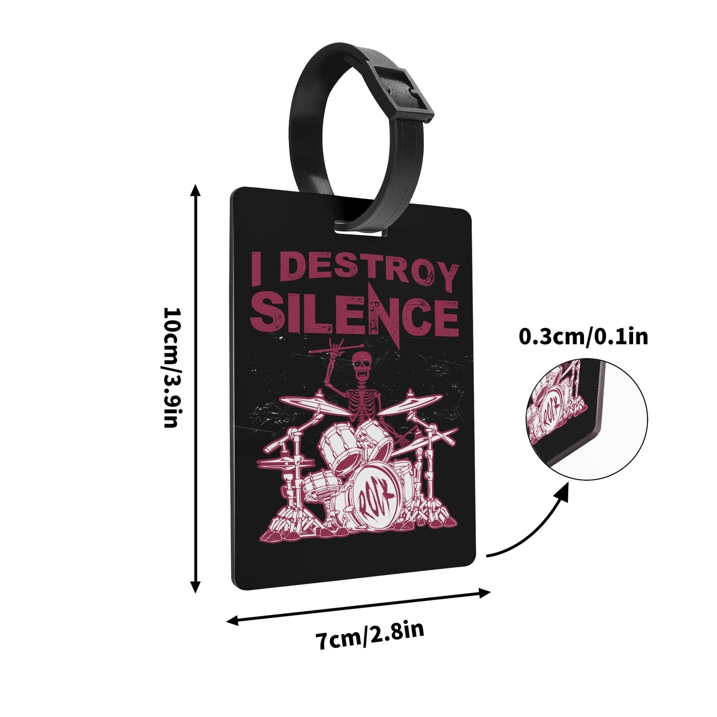 I Destroy Silence Wooden Luggage Tag