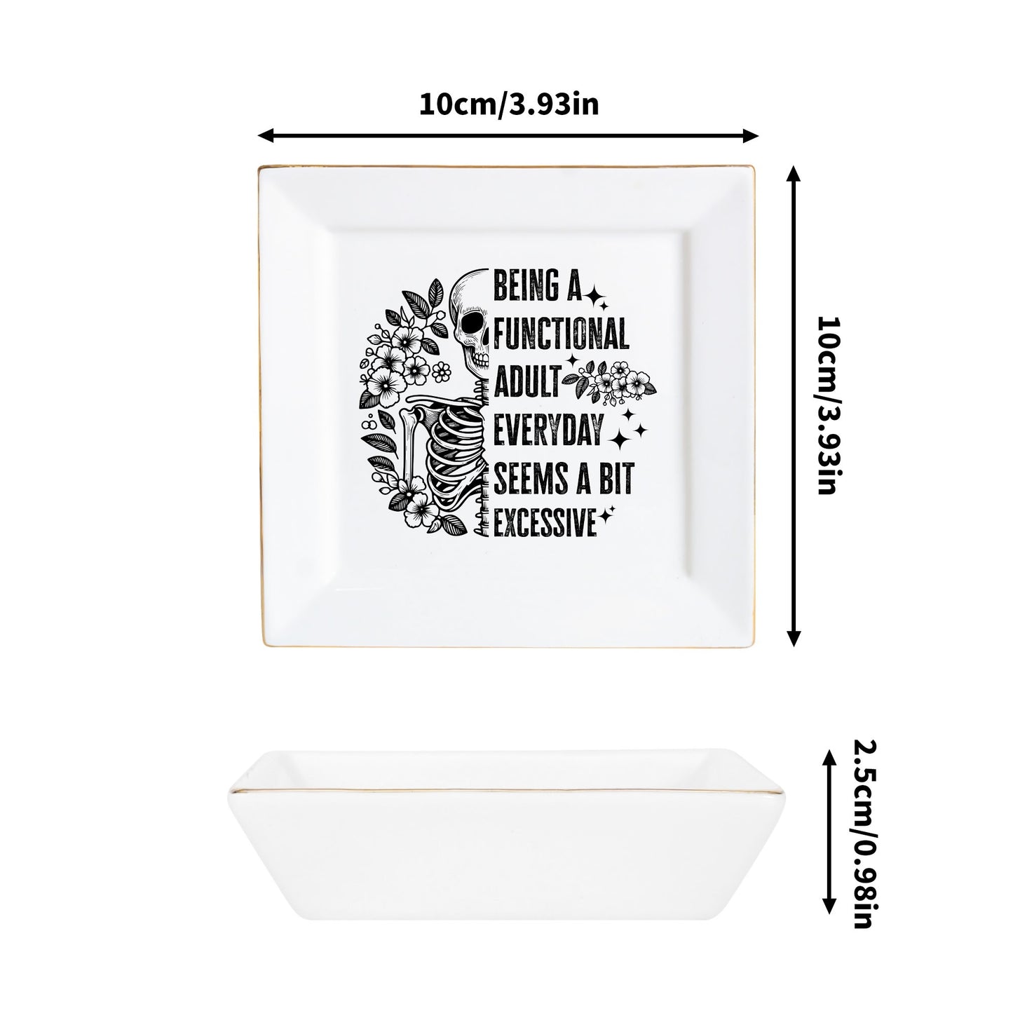 Being A functional Adult Everyday Ceramic Square Appetizer Plates