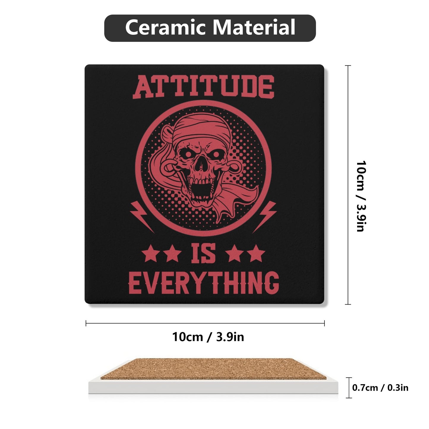 Attitude Is Everything Square Ceramic Coasters (4 Pack)