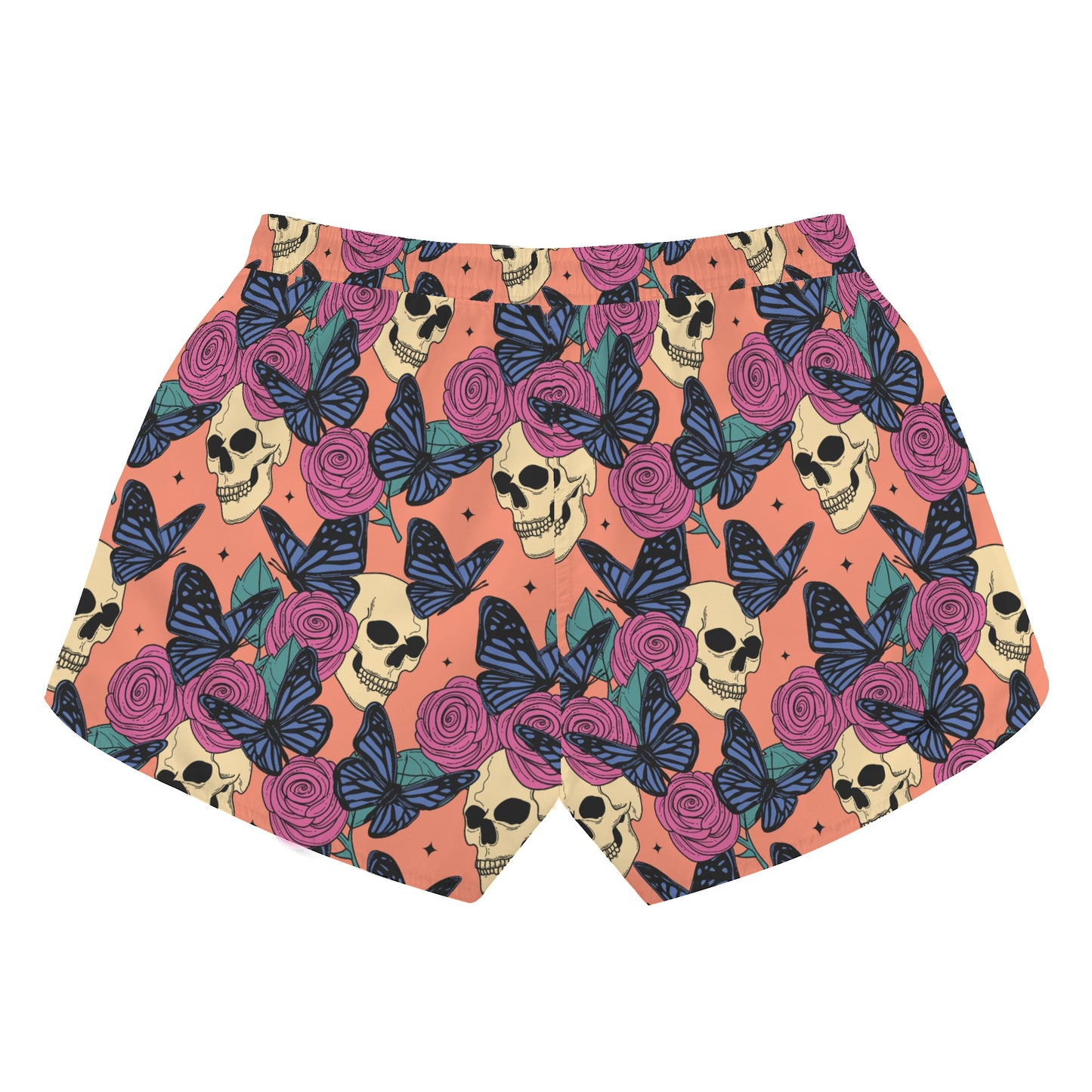 Skulls And Butterflies Womens Casual Beach Shorts