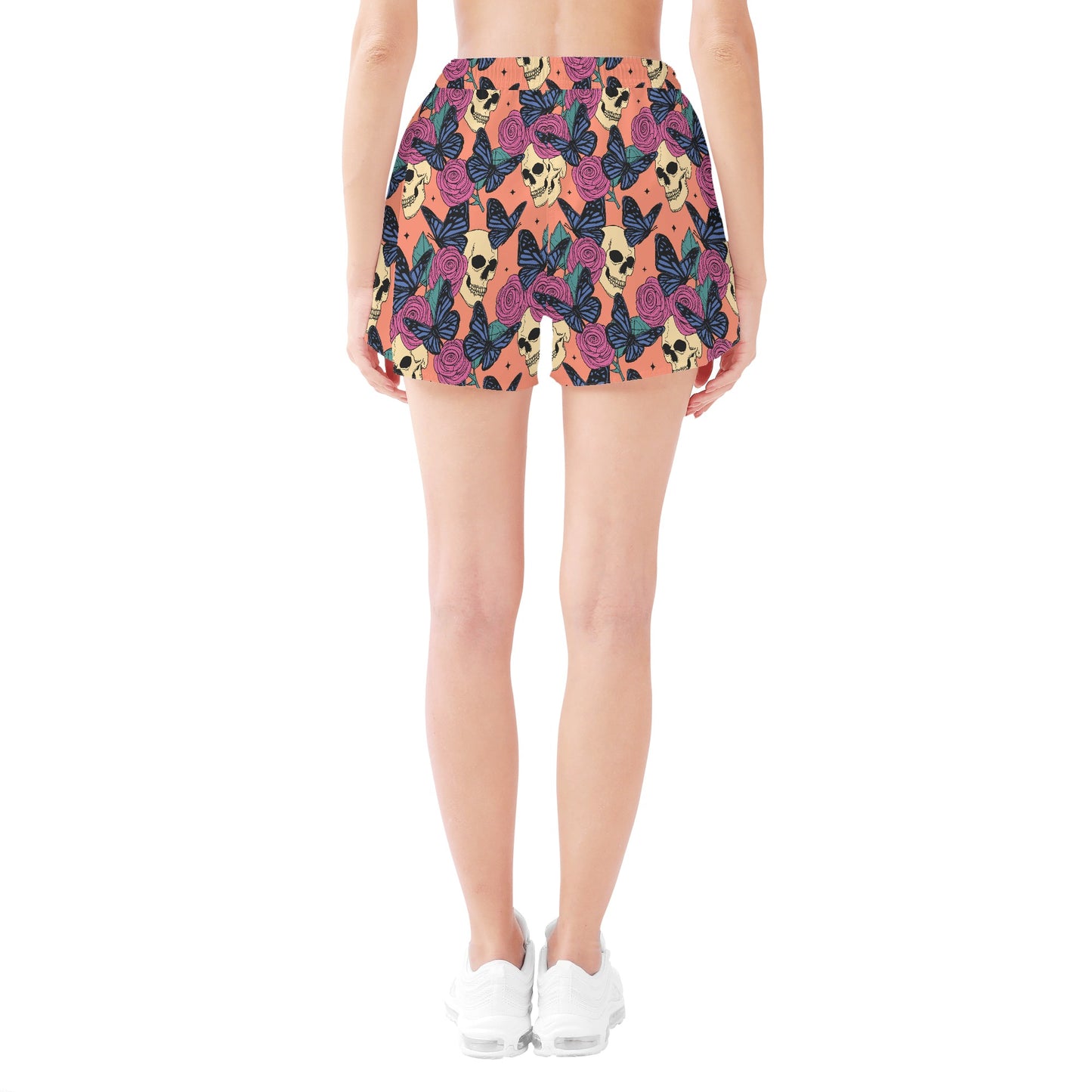 Skulls And Butterflies Womens Casual Beach Shorts