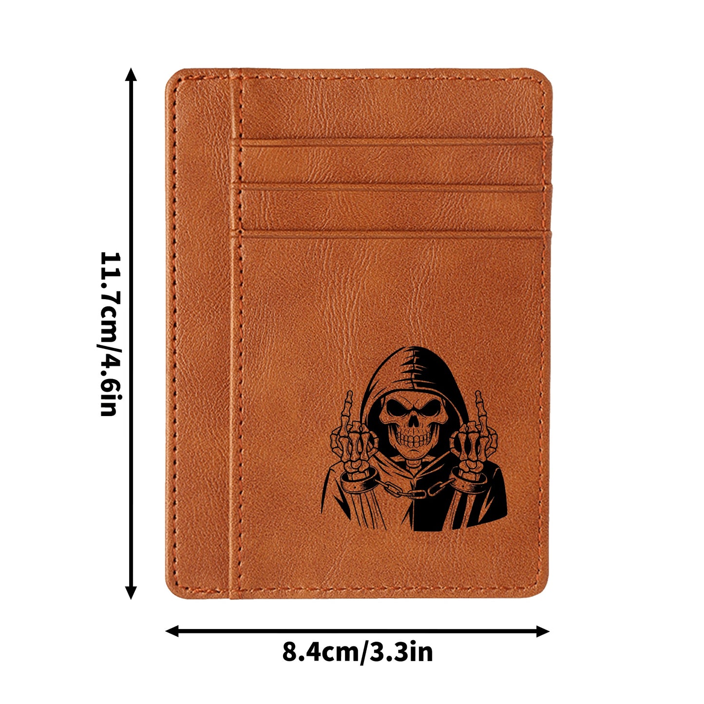 Middle Finger Grim Reaper Minimalist Leather Wallets