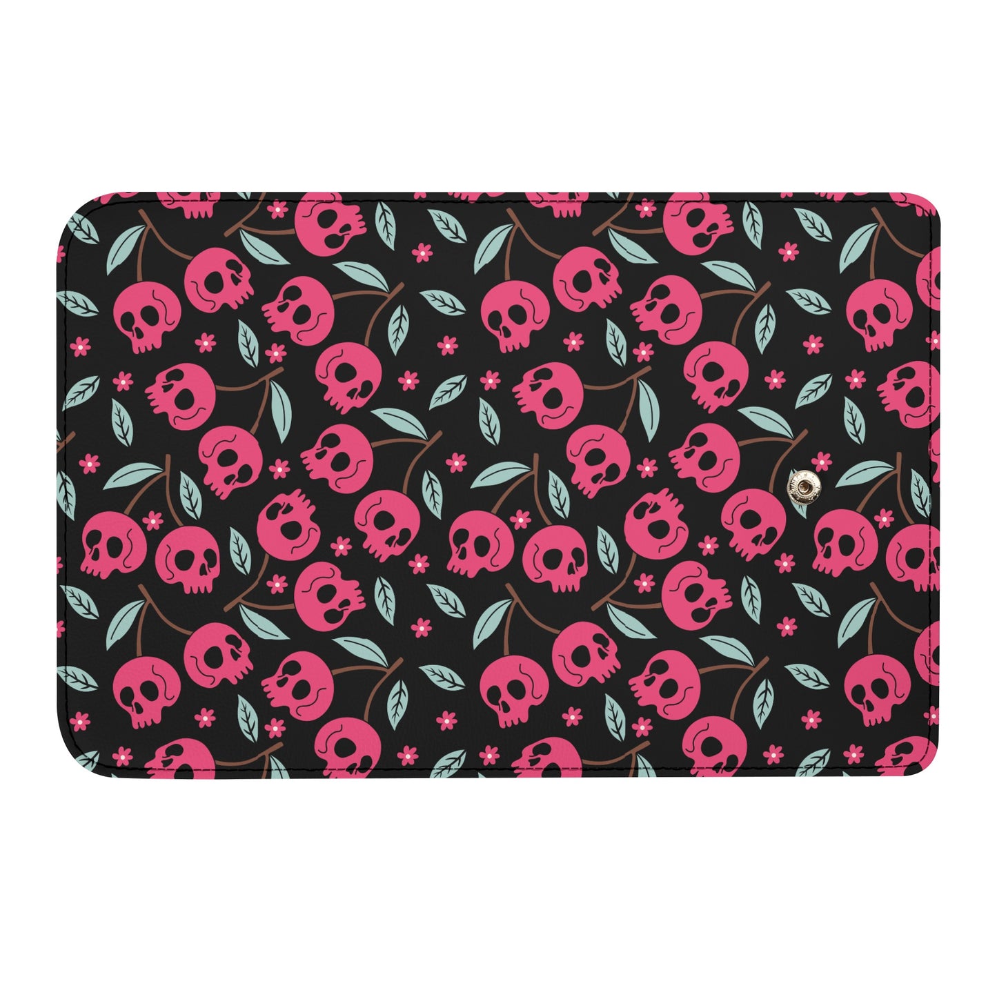 Cherry Skulls Trifold Leather Clutch Wallet