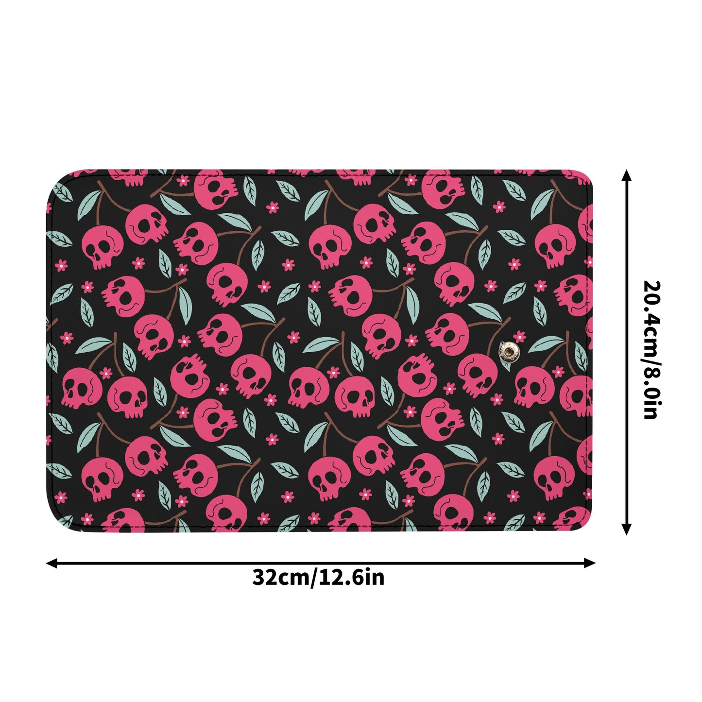 Cherry Skulls Trifold Leather Clutch Wallet