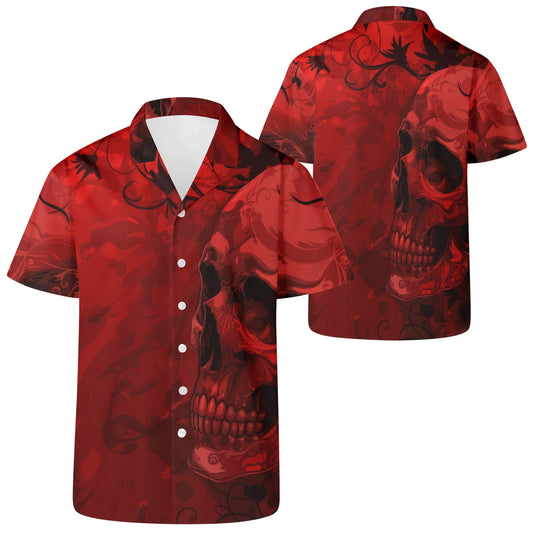 Goth Red Skull Casual Hawaiian Shirt