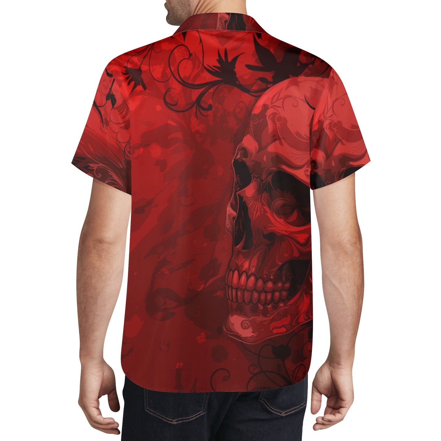 Goth Red Skull Casual Hawaiian Shirt