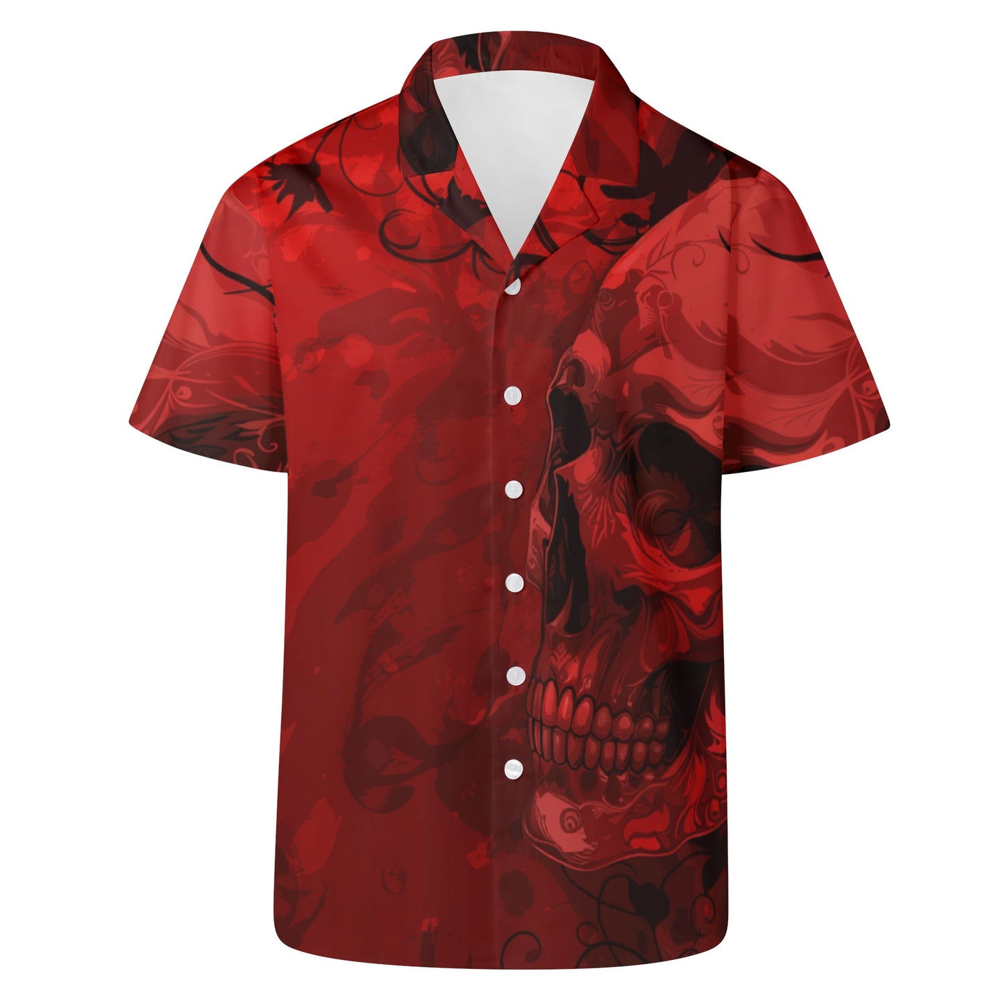 Goth Red Skull Casual Hawaiian Shirt