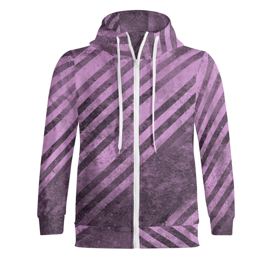 Purple Stripes Full Zipper Turtleneck Hoodie