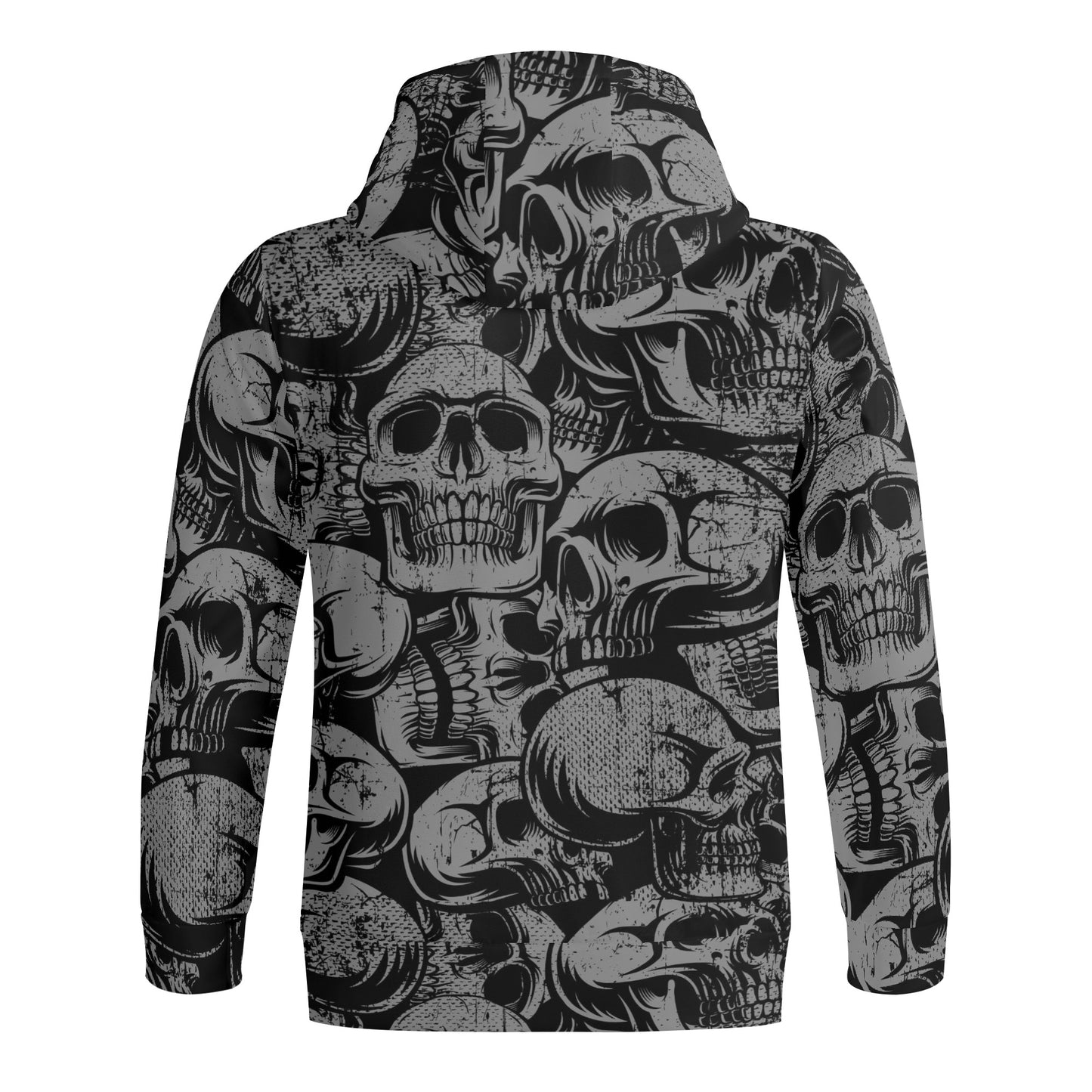 Silver Skulls Full Zipper Turtleneck Hoodie