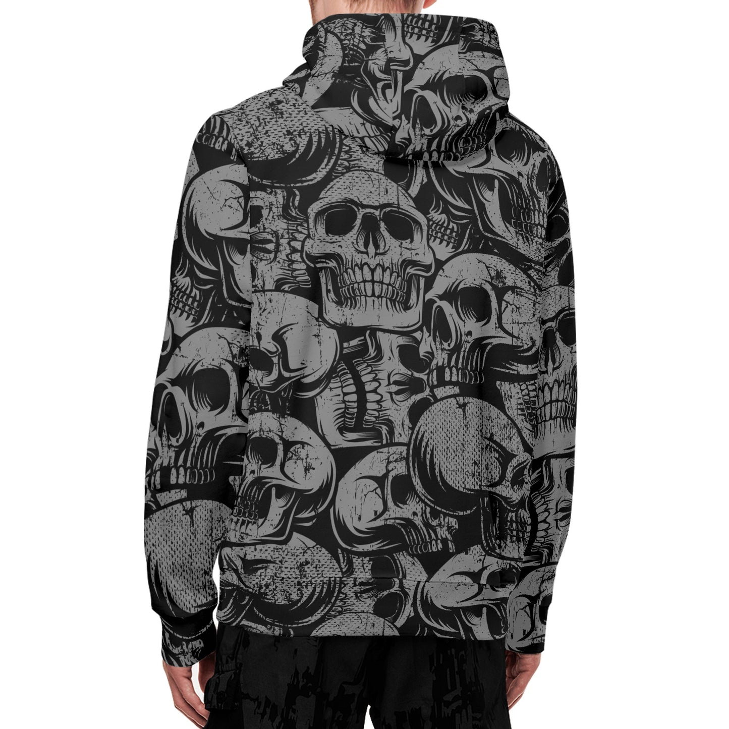 Silver Skulls Full Zipper Turtleneck Hoodie