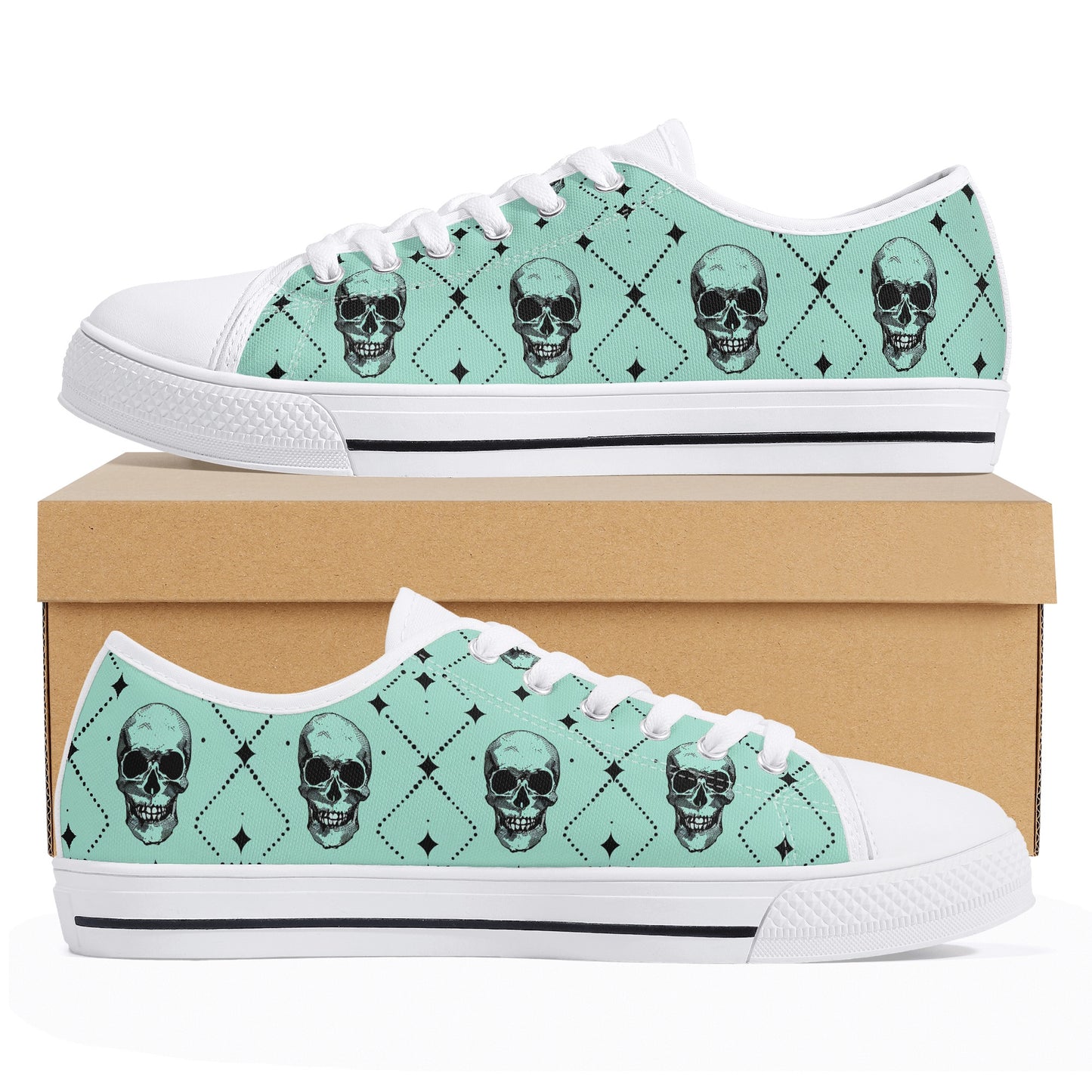 Classic Skulls Mens Rubber Low Top Canvas Shoes