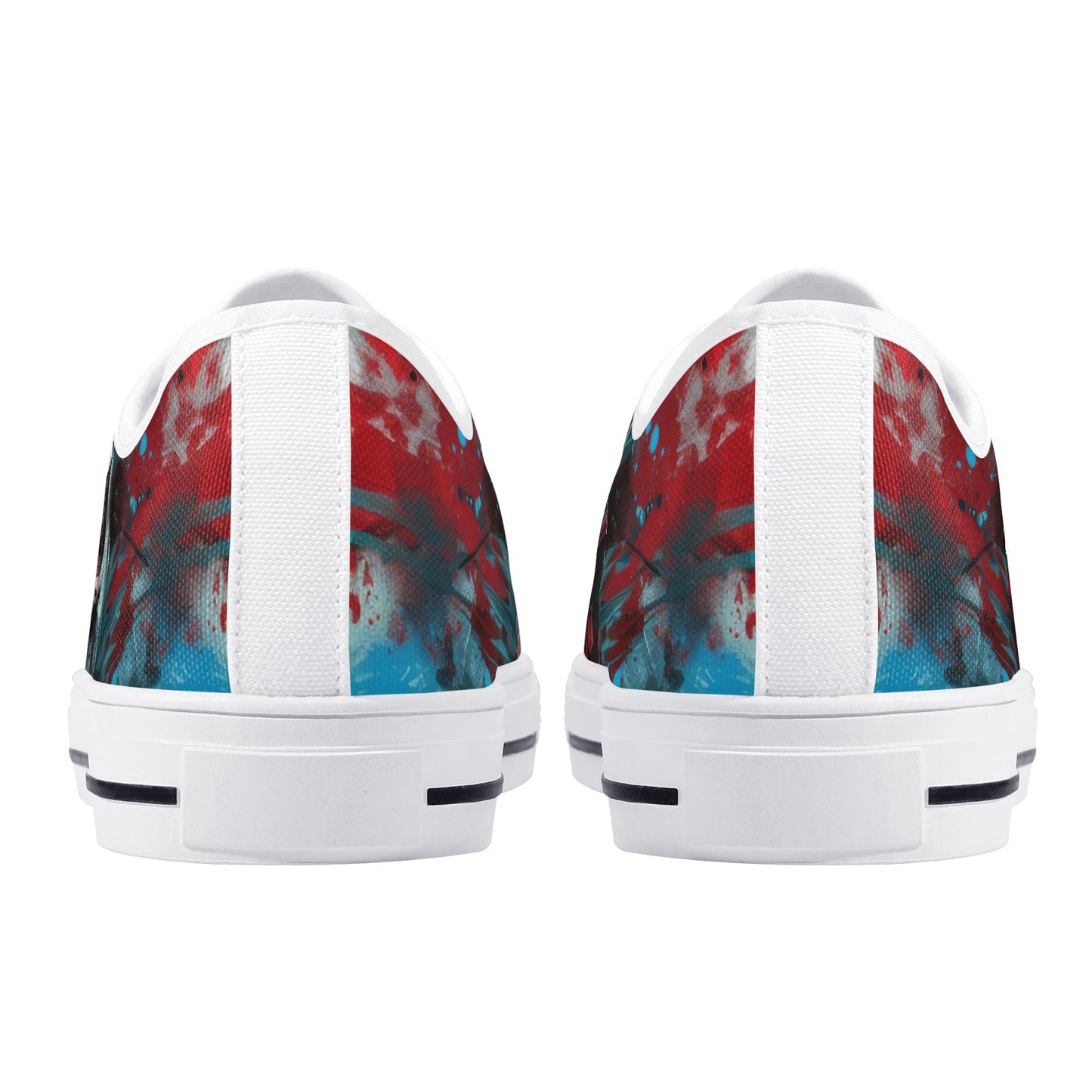 Paint Splatter Skull Mens Rubber Low Top Canvas Shoes