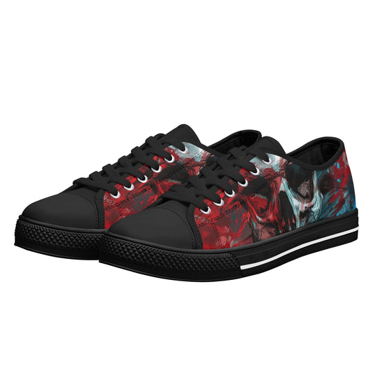 Paint Splatter Skull Mens Rubber Low Top Canvas Shoes