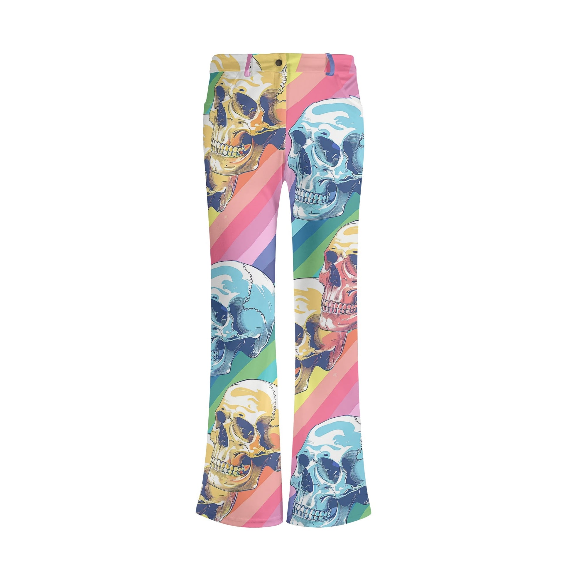 Rainbow Skulls Flare Pants