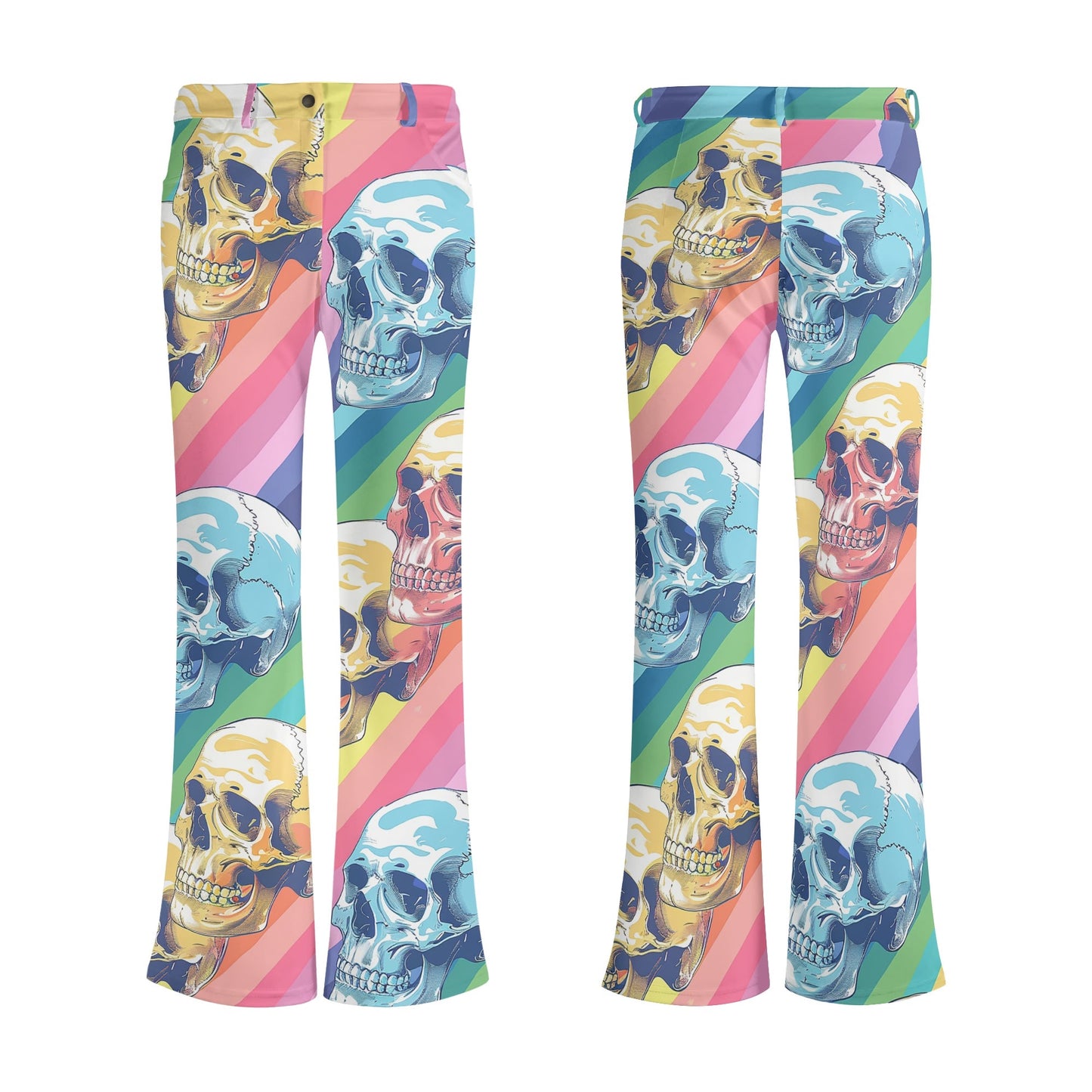 Rainbow Skulls Flare Pants