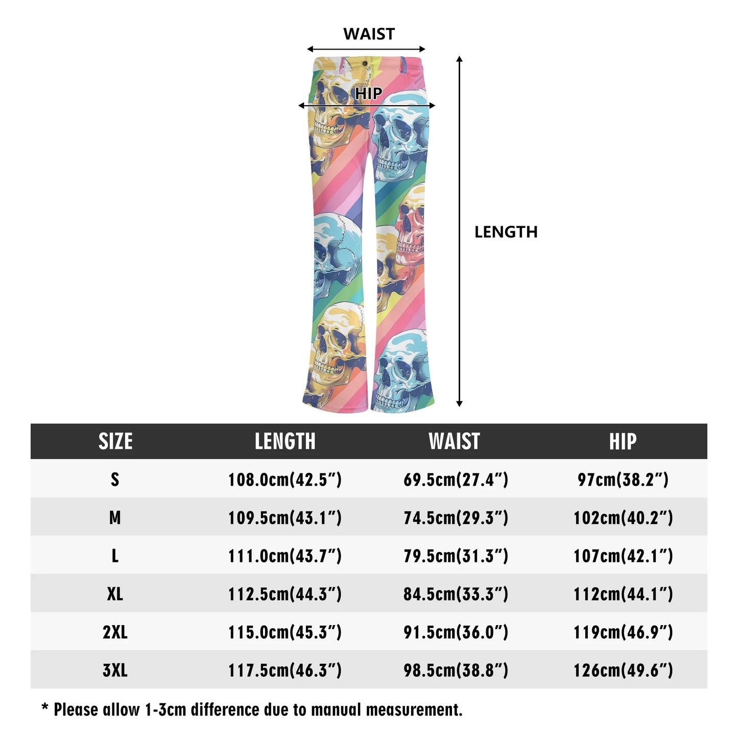 Rainbow Skulls Flare Pants