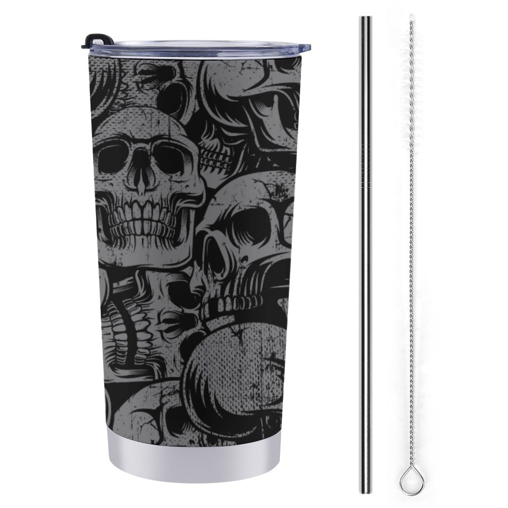 Silver Skull 20 Oz Travel  Mug