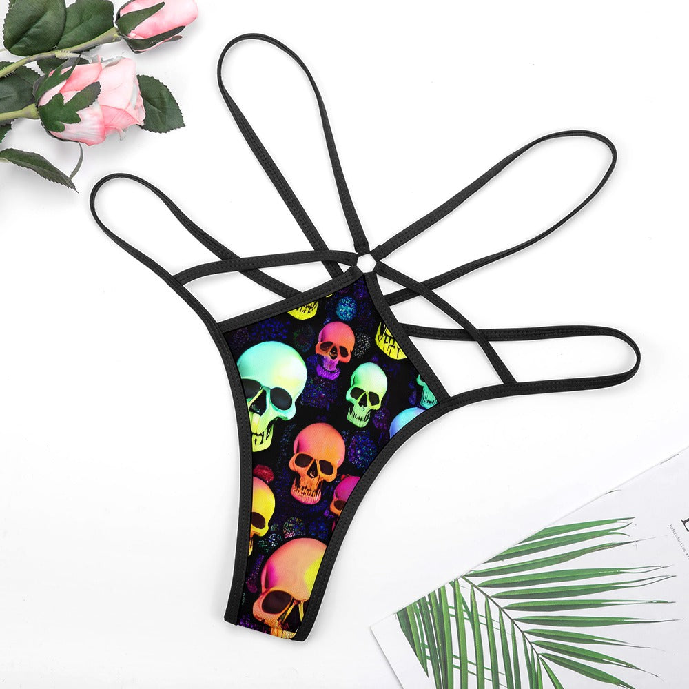 Colored Skull Heads T-back Thong