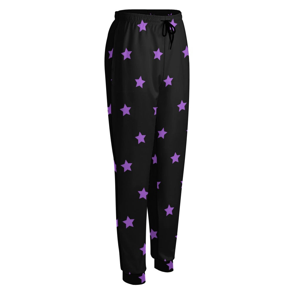 Purple Stars Black Sweatpants