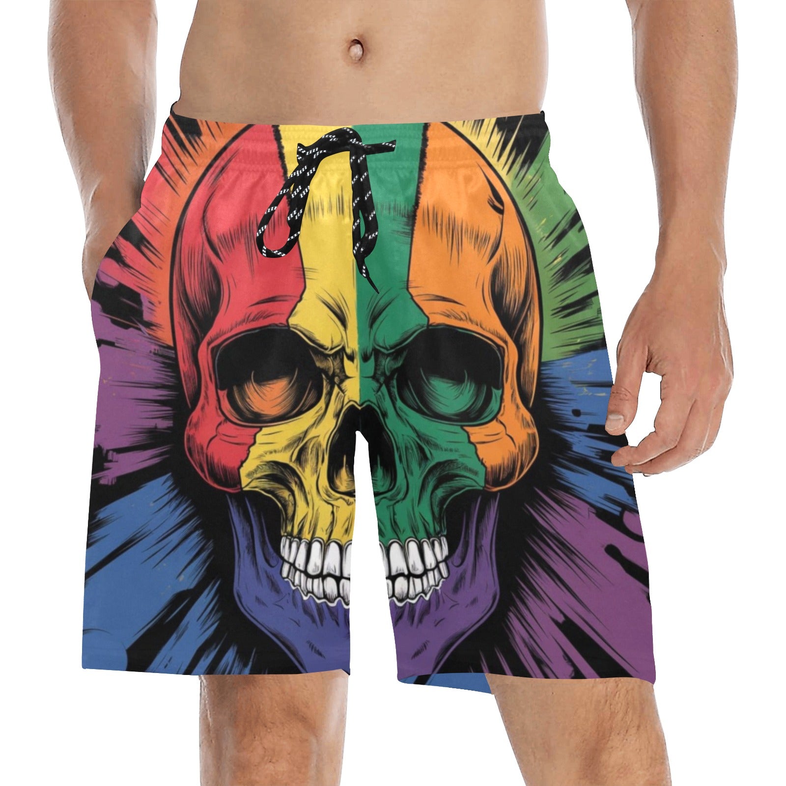 Rainbow Skull Beach Shorts