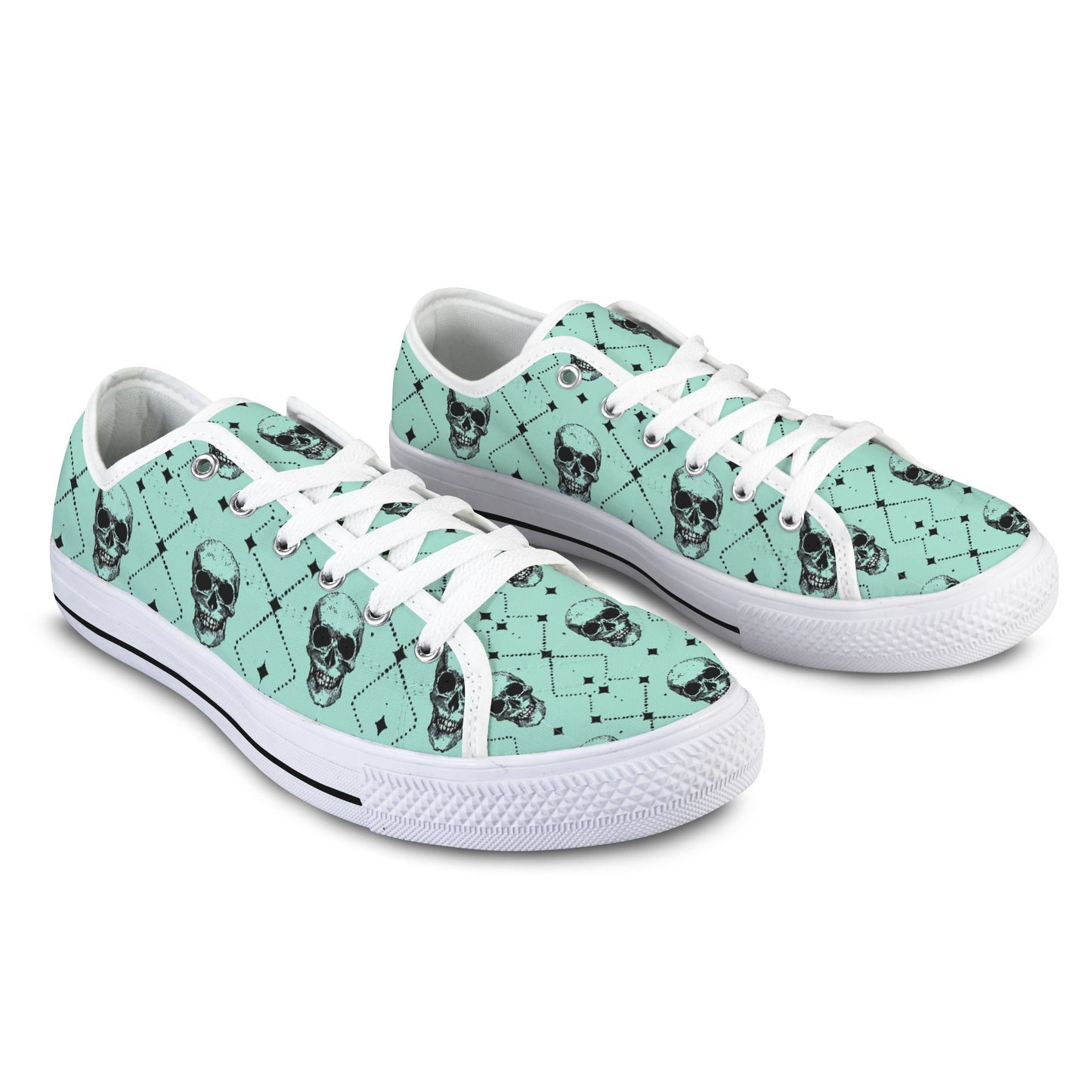 Skull Pattern Low Top Women's Shoes