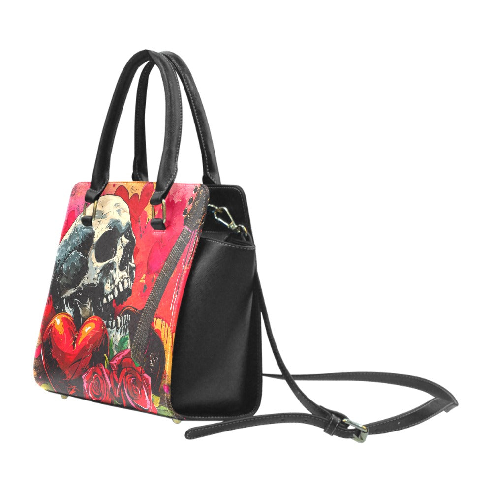 Skull, Rock N Roll, And Love Rivet Shoulder Handbag