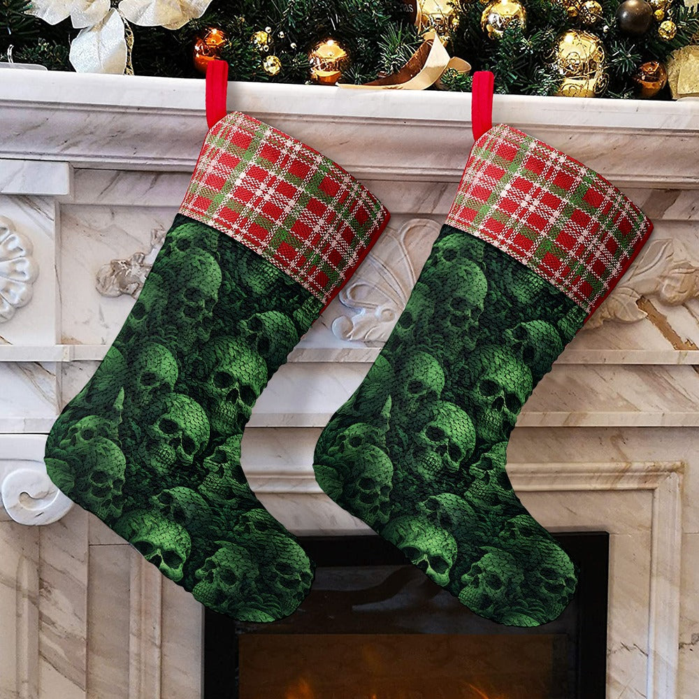 Green Skulls Christmas Stocking