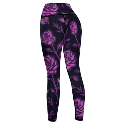 Purple Roses Yoga Pants