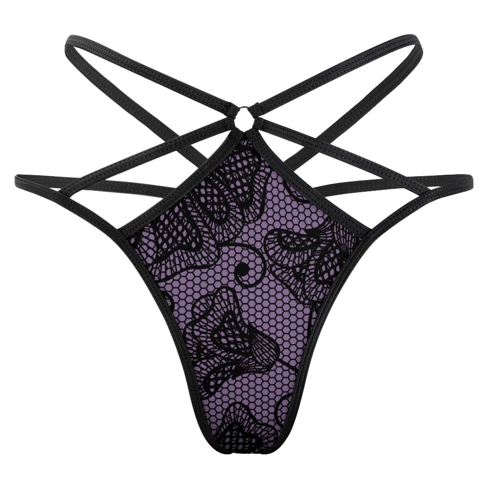 Gothic Purple Lace Style T-back Thong