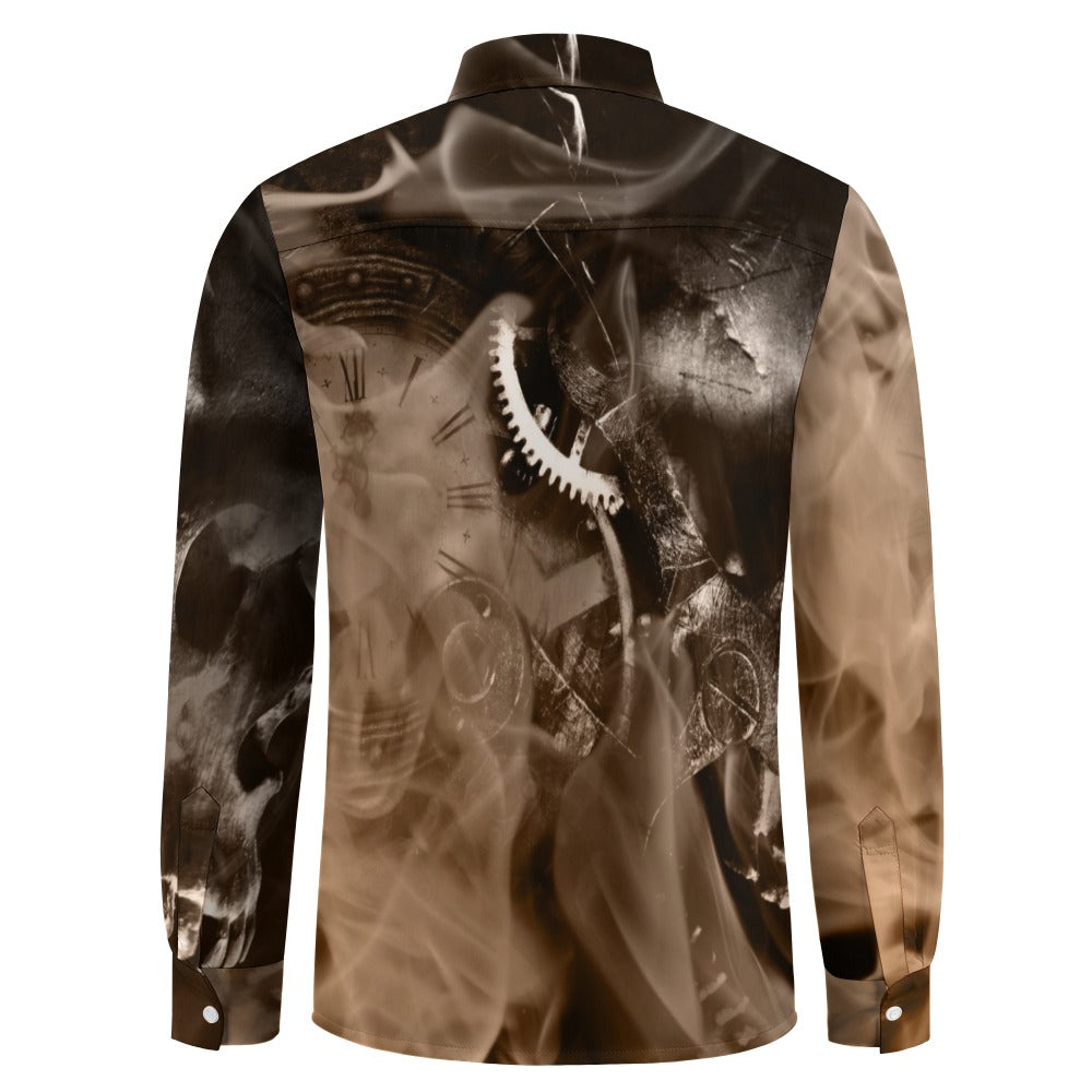 Steampunk Gears Casual One Pocket Long Sleeve Shirt