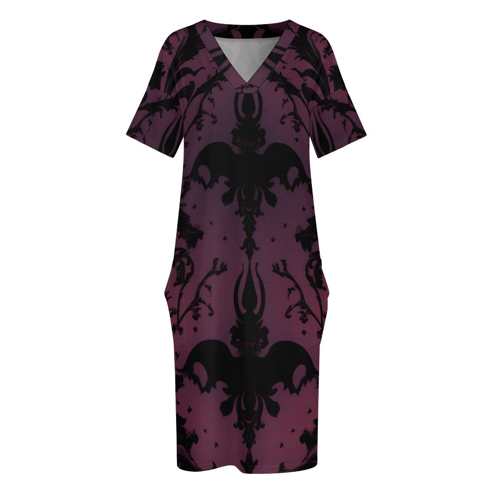 Gothic Purple Loose Dress With Pockets