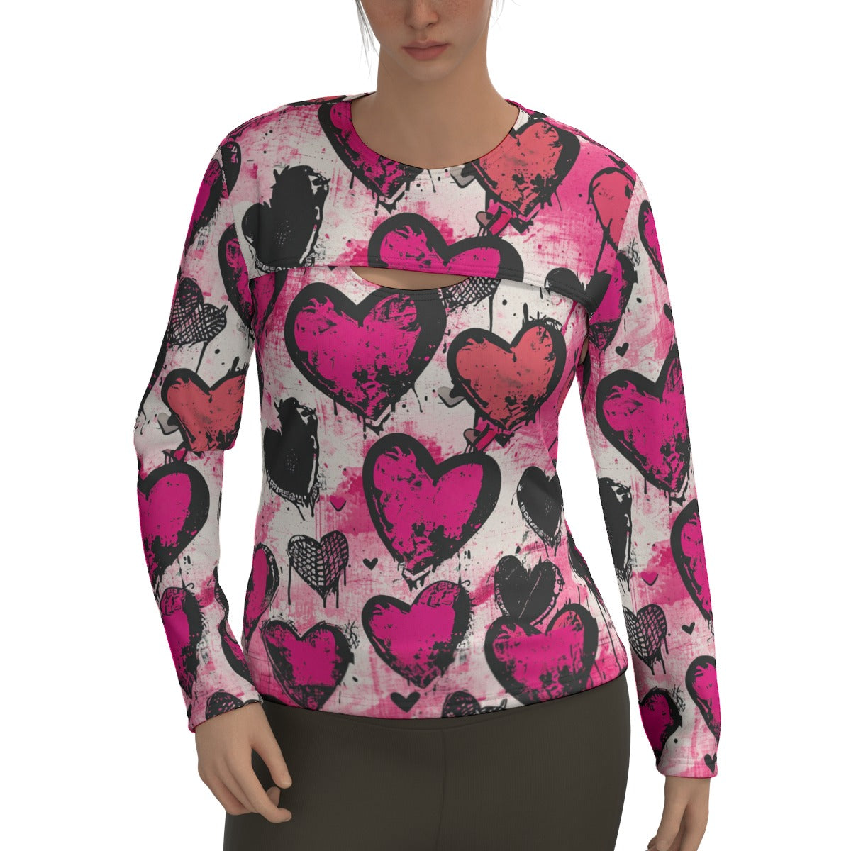 Punk Pink Hearts Two-piece Sport Sweatshirt