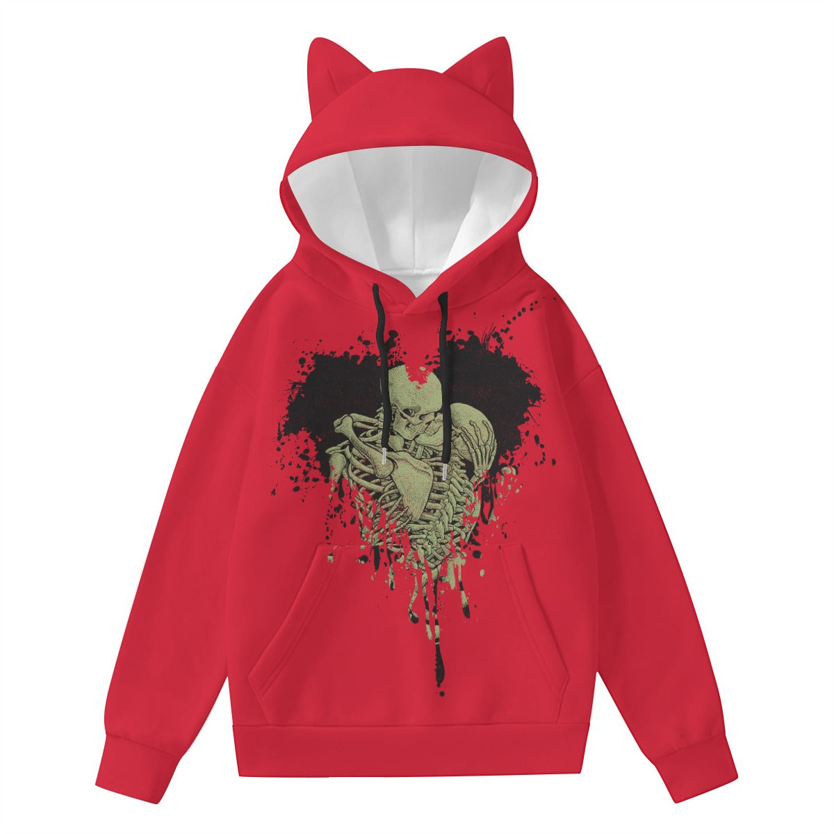 Skeleton Love Hoodie With Cat Ears